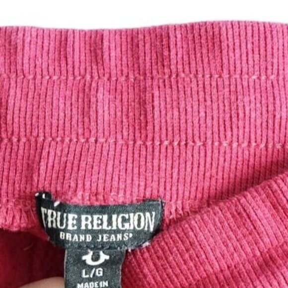True Religion Jogger‎ Pants Red Large Women's Sweats Starry Buddha Comfort - Picture 6 of 8